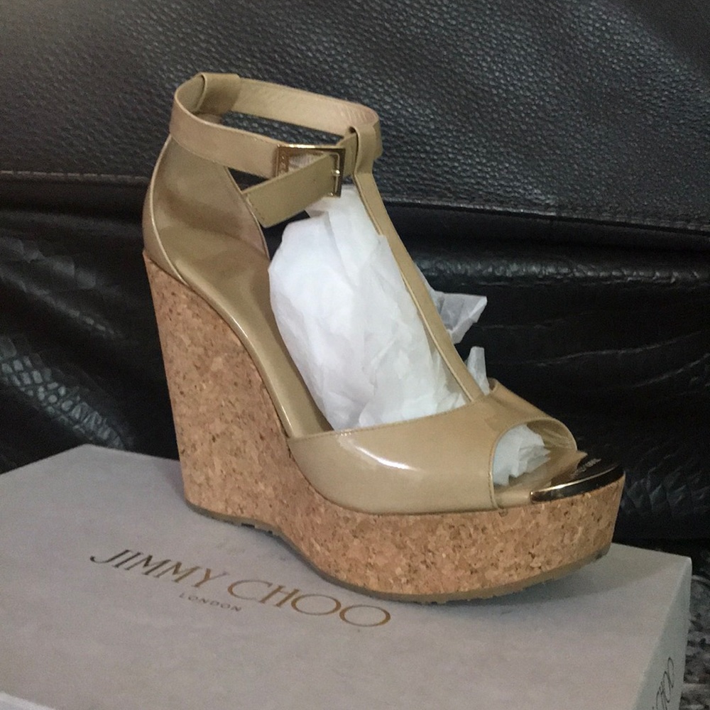 Jimmy Choo T strap Wedge Sandals